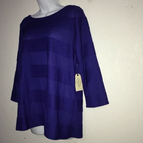 NWT St Johns Bay Blue Knit Long Sleeve Top L - Picture 2 of 4